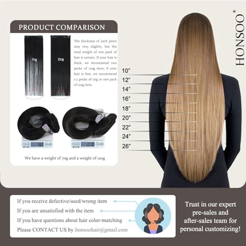 Honsoo Chestnut Brown Remy Clip In Hair Extensions Real Human Hair 18inch 70g 7pcs Sliky & Soft Clip ins