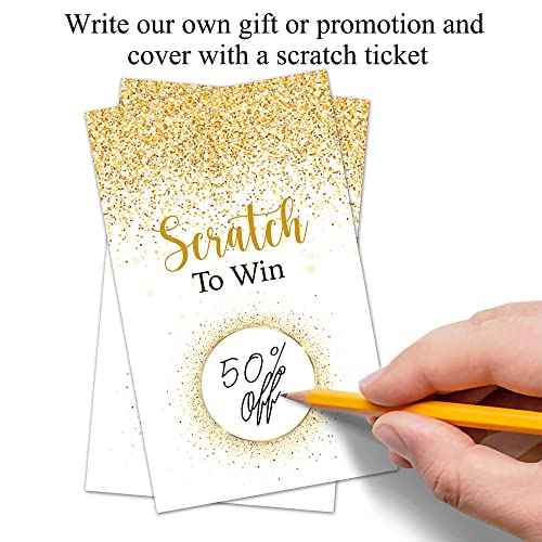 Haizct 50 Pack Gold Dust Blank Gift Certificate Scratch Off Cards for Small Business, Spa Beauty Makeup Hair Salon, Bridal Shower, Baby Shower, Country Wedding, Gold Dust-GK082
