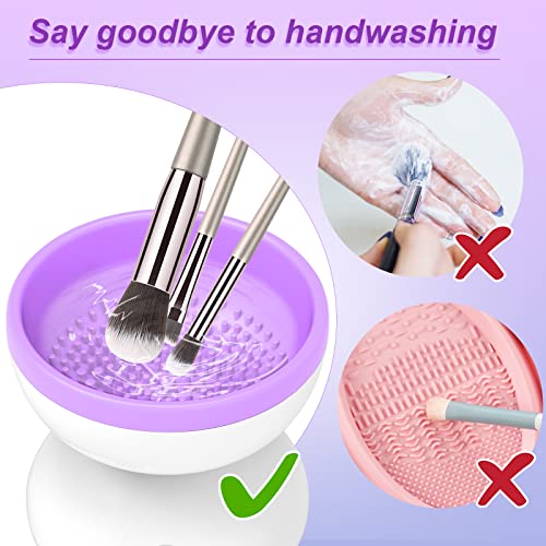 Purple Electric Makeup Brush Cleaner Machine, Windspeed Silicone Brush Cleaner Machine Beauty Blender Cleanser For Beauty Makeup Brushes, Christmas Halloween Gifts for Your Girls