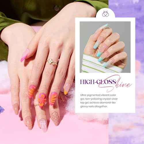 beetles Gel Polish Fall Gel Nail Polish Set Purple Orange Red Brown Black White Blue Nude Green 32 Colors All Seasons Kit with Base Glossy Matte Glitter Top Coat Gifts for Women Fingertips Canvas