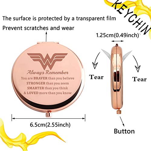KEYCHIN Heroine Pocket Mirror Diana Fans Gift You are Braver Stronger Smarter Than You Think Heroine Compact Mirror for Women Girls (Heroine-RG)
