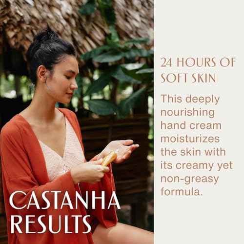 Natura - Brazil Nut Hand Cream - Anti-Dryness Castanha Hand Balm - 24-Hour Deep Hydration Skin Moisturizer - Vegan Skin Care - Brazilian Beauty Secrets - Self Care & Body Care - 2.6oz (75g)