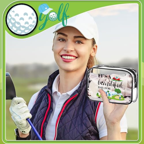 Kacctyen 12 Pcs Golf Pouch for Women 7 x 4. 7 x 2. 4 Inch Christmas Golf Gift Cosmetic Makeup Bags PVC Clear Cheer Case Toiletry Pouch for Women Purse Zipper Bulk Goodie Gifts Accessory Team Party