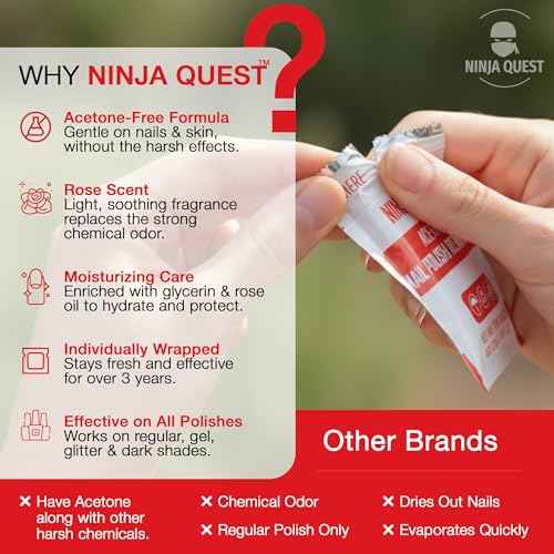 Nail Polish Remover Pads 100% Non Acetone - 200 Pack of Individually Wrapped Bulk Set Gel Nail Polish Remover Wipes - Fingernail Travel Kit to Clear Nail Polish for Home & Professional Removal