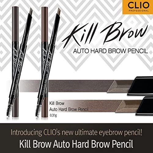 CLIO Kill Brow Auto Hard Eyebrow Pencil - Dual-End, Long-Lasting, Waterproof | Natural Brown (#01)