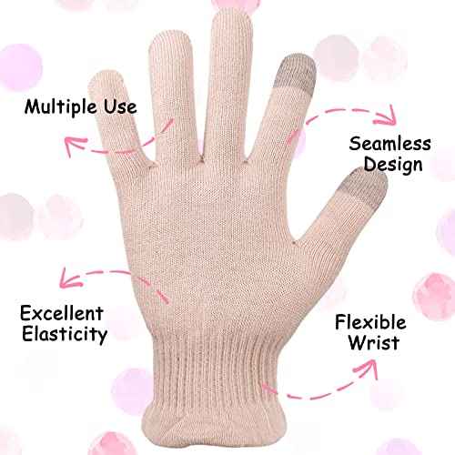 Evridwear Eczema Gloves Kids Cotton Moisturizing Gloves for Dry Hands, Eczema, SPA, Overnight Lotion, 2 Pairs with Touchscreen Fingers (Pink Thin)