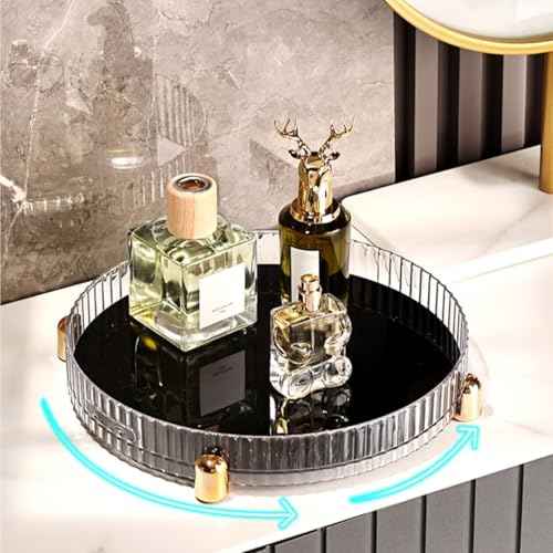 Makeup Perfume Organizer, 360¡Æ Rotating Skincare Organizer, Vanity Tray, Spinning Cosmetics Organizer for Dresser, Vanity, Bathroom Countertop, Clear