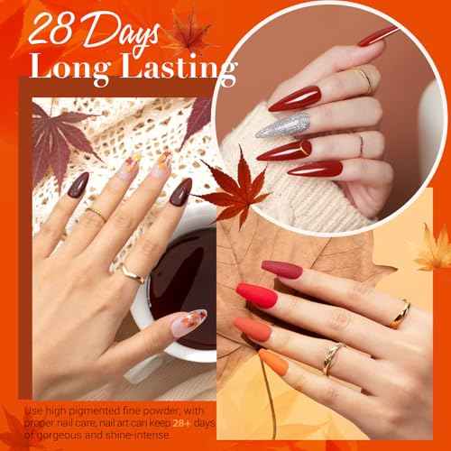 AZUREBEAUTY 130 Pcs Dip Powder Nail Kit ,16 Colors Brown Purple Green with Top/Base Coat Professional Glitter or DIY Salon Gifts