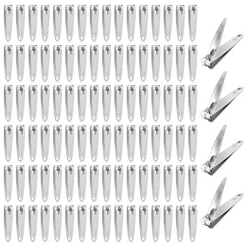 HOFASON 100 Pcs Nail Clippers Bulk for Men Women Adult, Professional Stainless Steel Fingernail & Toe Nail Clipper Cutter Set Travel Manicure Pedicure Trimmer Kit Gift for Homeless Supplies
