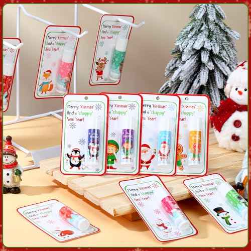 10 Pack Christmas Lip Balms Bulk Christmas Party Gifts Favors Stocking Stuffers Holiday Lip Balms Employee Staff Team Appreciation Gifts Thank You for Teacher Coworkers