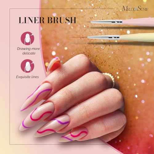 MelodySusie Nail Art Brushes Set,6pcs Nail Art Design Pen Painting Tools with Extension Gel Brush, Polish Brush, Builder Brush,Liner Brush, Carved Brush, and Dotting Pen for Home DIY Salon Use