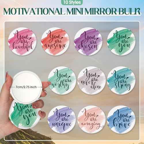 60 Pcs Employee Appreciation Gifts Inspirational Canvas Makeup Bags Compact Mirrors Bulk Cosmetic Bags Portable Mirror Thank You Gifts for Women Christmas Nurse Practitioner (Inspiration)