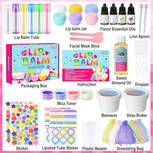 GZDUCK DIY Lip Balm Making Kit- 42Pcs Lip Balm Making Set for Girls, Make Your Own Lip Gloss, Lip Gloss Making Set with Multi-Flavor Multicolored DIY Makeup Set Gifts for Women Teens Kids
