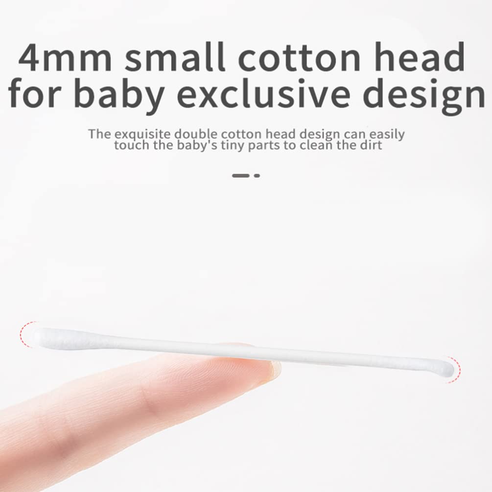 Kisangel 200Pcs Baby Cotton Swabs Paper Double-End Cotton Buds Cotton Ear Cleaners Safety Swabs Cleaning Sticks for Ear Nose Clean (Pack of 2)