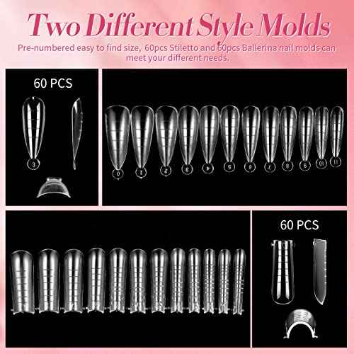 BORN PRETTY Poly Nail Extension Gel Kit-6 Colors Poly Nails Gel Kit Nude Clear Jelly Pink All In One Kit Builder Glue Gel with Nail Lamp Base Top Coat Set Nail Forms French Manicure Set for Beginner Starter DIY at Home Mother's Day Gifts