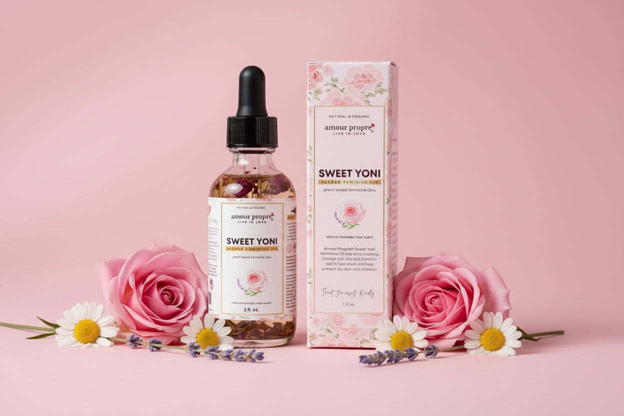 Sweet Yoni Feminine Oil by Amour Propre Plant-Based External Care | Lightweight Hydration | Daily Self-Care Essential | 1oz or 2 oz (2 oz)