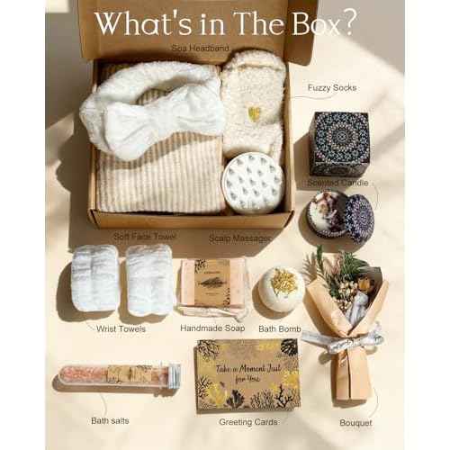 Coralogo Natural Spa Gift Baskets - Natural Pampering Spa Set, Self-Care Get Well Soon Basket,Thank You Gifts, Unique 11pcs Gift Set for Birthday Christmas Valentines Day Mothers Day