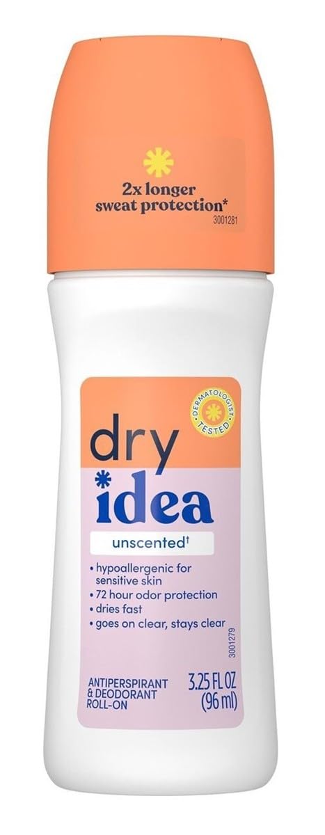 Dry Idea Anti-Perspirant Deodorant Roll-On Unscented 3.25 oz (Pack of 6)