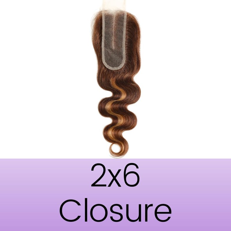 Long Deep Part 2x6 Closure Body Wave - Honey Blonde & Ombre Brown HD Lace, 10 Inch Real Human Hair