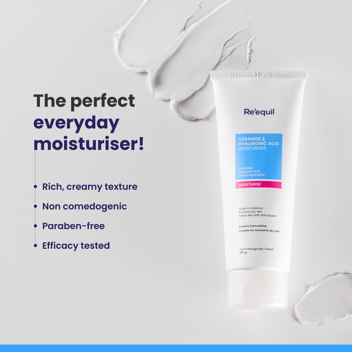 RE' EQUIL Ceramide & Hyaluronic Acid Moisturiser For Normal to Dry Skin -100 g