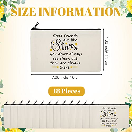 18 Pieces Friendship Gifts for Women Good Friends Are Like Stars Cosmetic Bags Birthday Christmas Gifts for Friends Roommate, BFF, Female, Lady, Travel Toiletry Organizer Makeup Pouch with Zipper