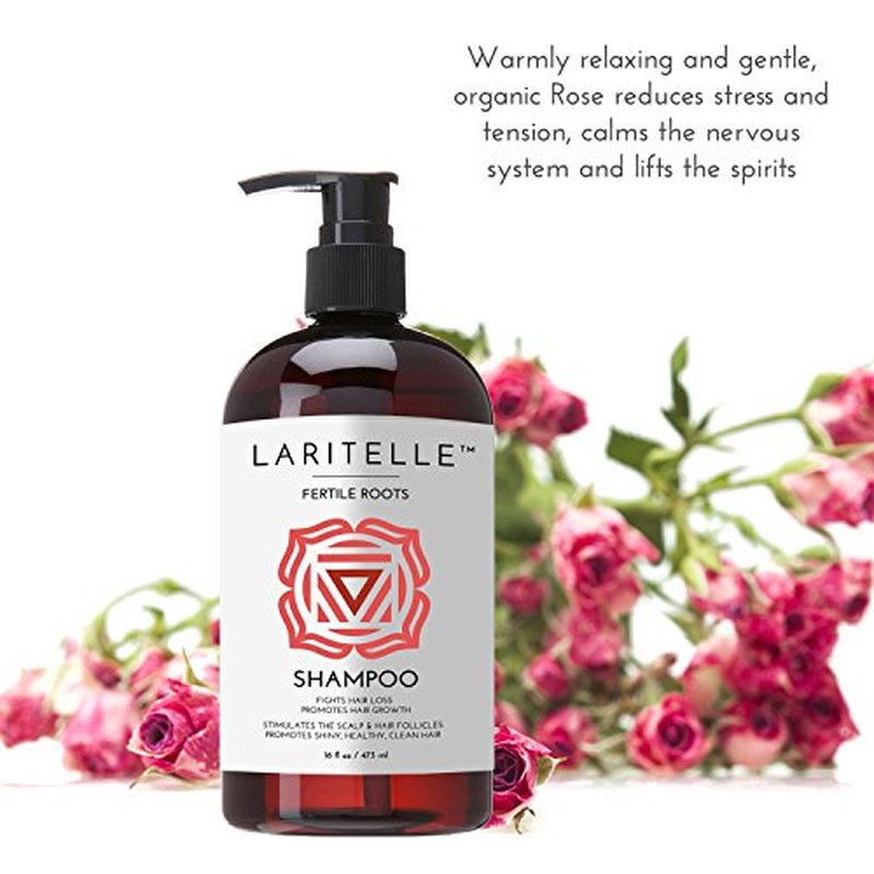 Laritelle Organic Shampoo Fertile Roots 17.5 oz ? Fights Hair Loss & Promotes Healthy New Growth with Lavender, Ginger, Rosemary, Patchouli, Clary Sage ? Strengthens, Nourishes & Balances Scalp