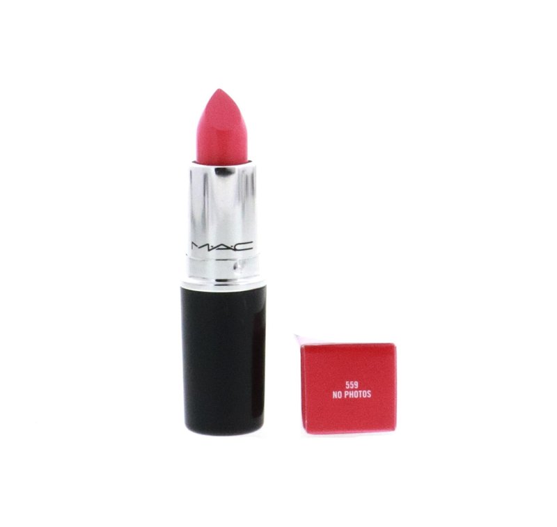 MAC Lustreglass Lipstick - 559 No Photos (Bright Coral Pink) - 0.10 oz / 3 g