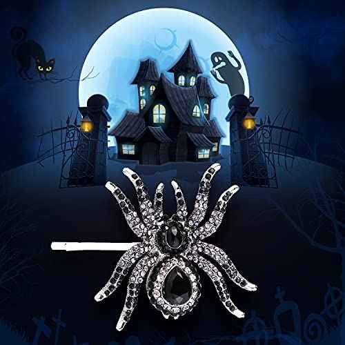 EVER FAITH Women's Austrian Crystal Gorgeous Spider Hair Clip Black Silver-Tone