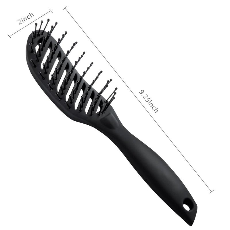Curved Vent Brush for Blow Drying | Salon-Quality Detangling for All Hair Types - Black
