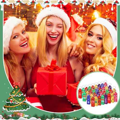 50 Pcs Christmas Lipstick Holder Keychain Xmas Lip Balm Lip Gloss Lipstick Holder Keychain Christmas Stocking Stuffer