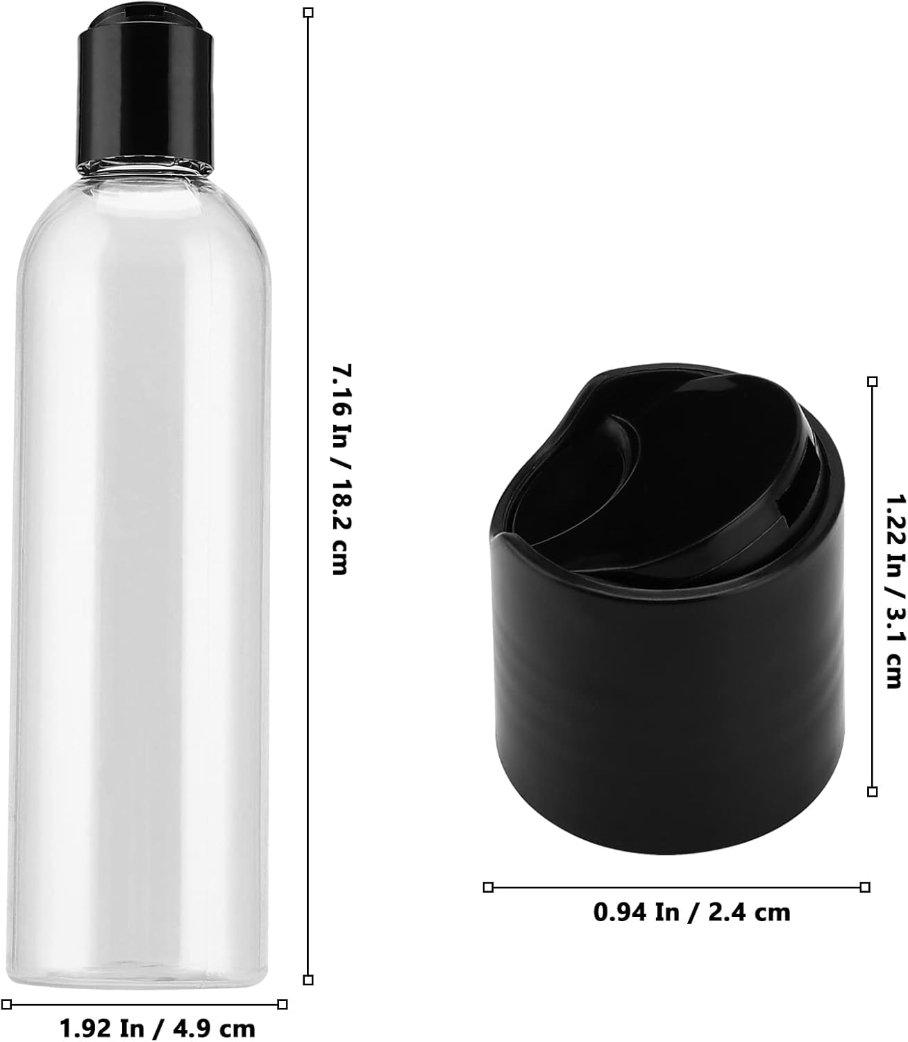 8 Oz Plastic Bottles - 40 Pack Clear Refillable Travel Squeeze Lotion Containers | Disc Top Caps for Shampoo & Creams