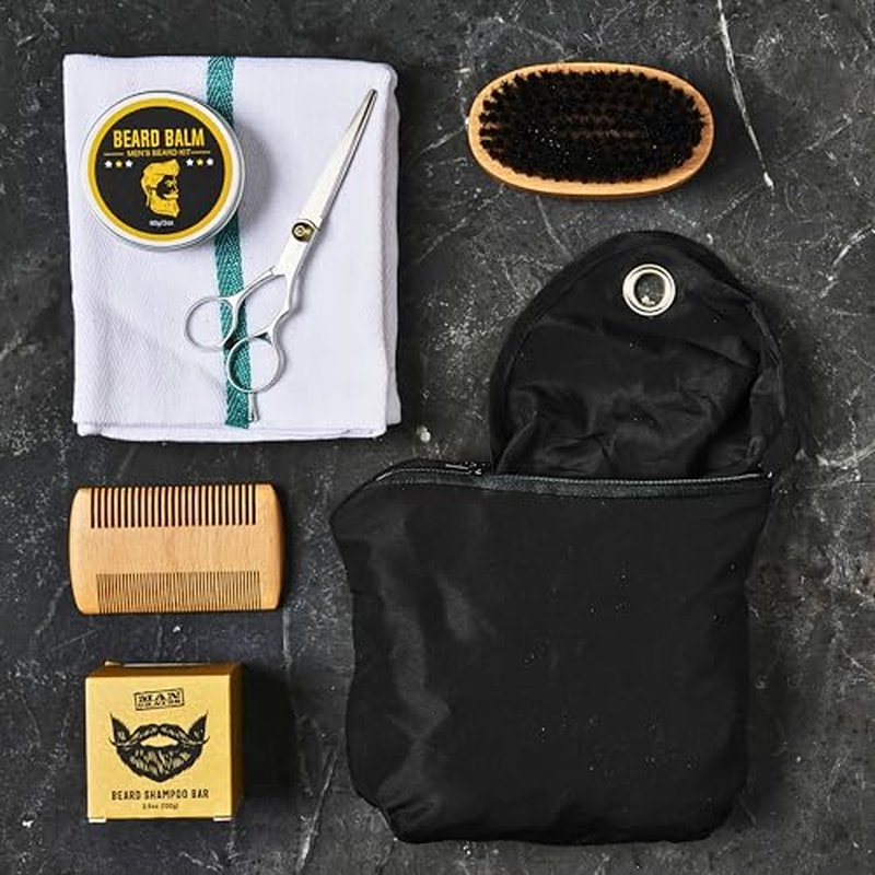 Man Crates, Beard Wrangler Mini Crate - Includes Beard Shampoo, Beard Balm, Grooming Oil, Beard Comb, Brush, & Scissors - Unique Gift for Men
