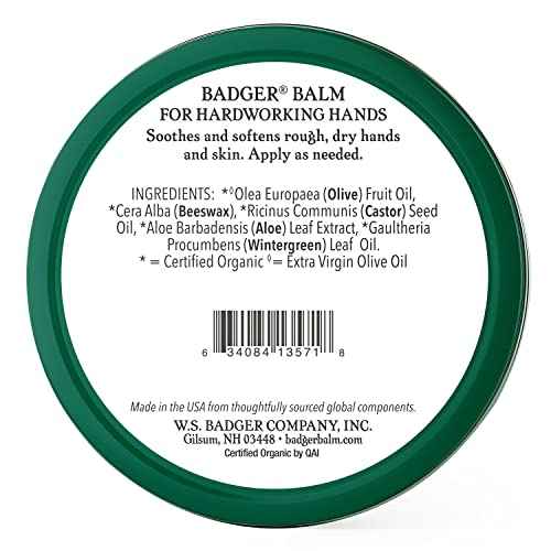 Badger Healing Balm, Hard Working Hands Cream, Organic Hand Cream for Dry Cracked Hands, Long Lasting Hand Moisturizer/Dry Hands Treatment, 2 oz Tin