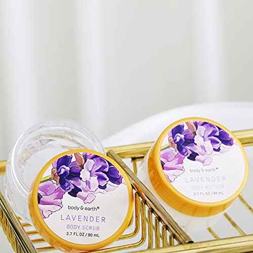 BODY & EARTH Gift Baskets - 11 Pcs Lavender Spa Gifts For Women with Bubble Bath Body Lotion Sets, Bath and Body Gifts Set For Women Christmas Gifts for Her Spa Gift Sets
