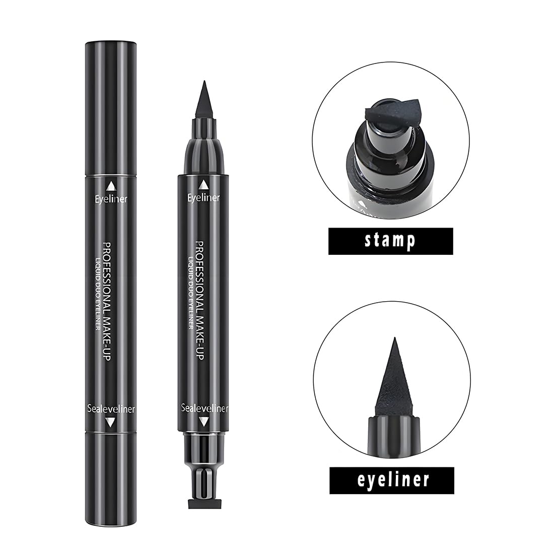Dual End Wing Stamp Eyeliner Set, 4 Count Liquid Eye Liner Makeup Pens