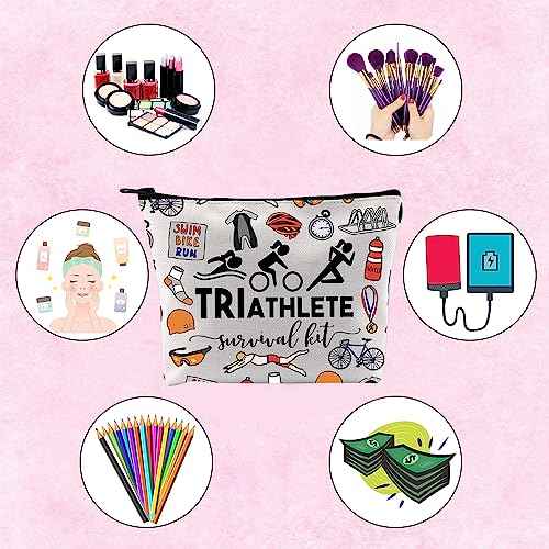 Triathlon Gift Triathlete Survival Kit Gift For Female Male Triathlete Themed Zipper Bag Gift (TRIATHLETE)