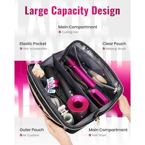 Mancro Hot Hair Tools Travel Bag with Separate Heat Resistant Mat, Large Capacity Wide-open Pouch, Hair Accessories Organizer for Flat Irons, Straighteners, Curling Iron,Travel Essentials for Women
