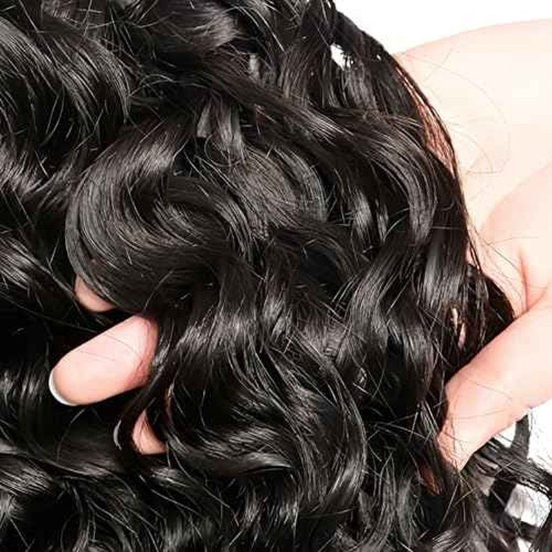 Brazilian Water Wave 5Bundles(50g/bundle) with 4x4 Lace Closure Wet and Wavy Bundles With Closure Deep Curly Human Hair Bundles with Closure(10/10/10/10/10+10)