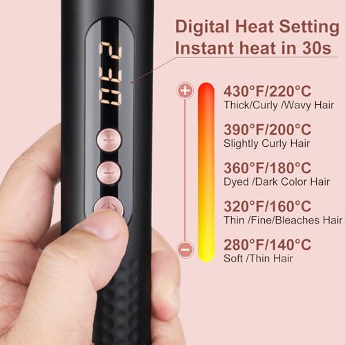 5 in 1 Curling Iron Brush Set with Thermal Brush and 4 Interchangeable Ceramic Curling Wand(0.5¡±-1.25¡±), Fast Heating, Dual Voltage, Include Glove