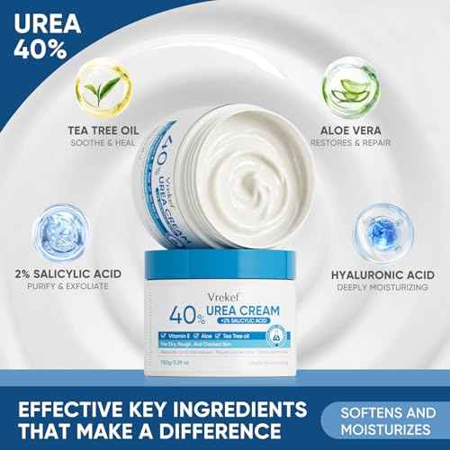Urea Cream 40% Plus Salicylic Acid 2%, Urea Cream 40 Percent for Feet Maximum Strength, Foot Cream for Dry Heels Cracked