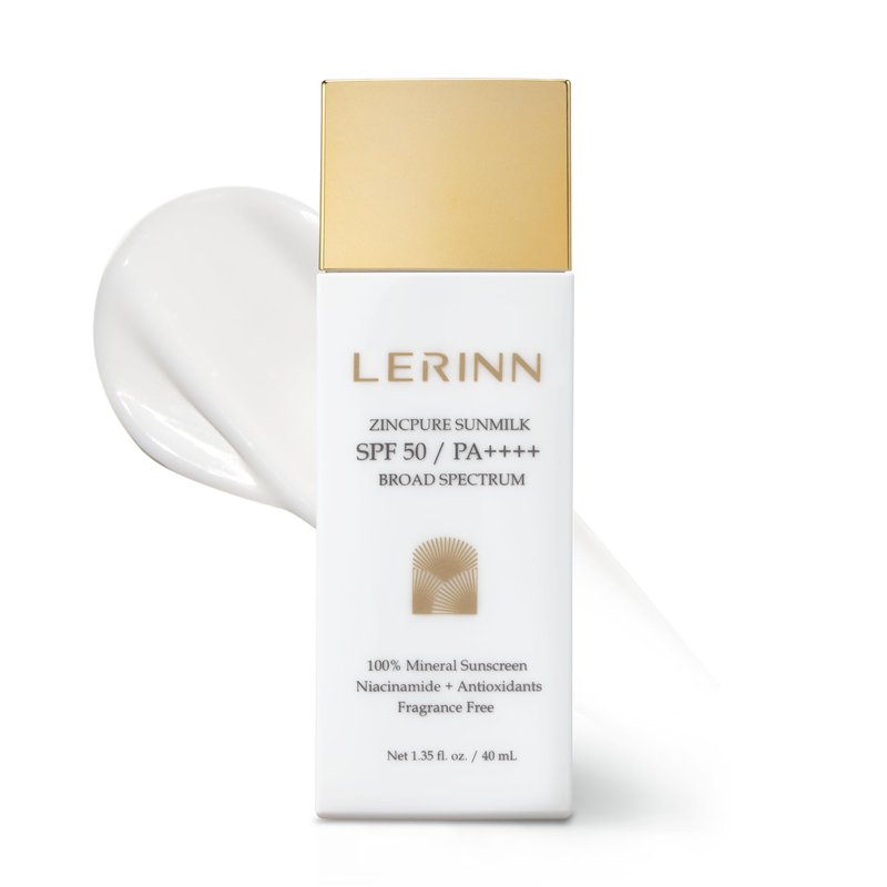 Lerinn Zinc Oxide Mineral Sunscreen SPF 50 PA++++ | No White Cast Face SPF | Lightweight Daily Sunscreen for Sensitive Skin | Broad Spectrum UVA/UVB | Fragrance Free | Reef-Safe (40ml)