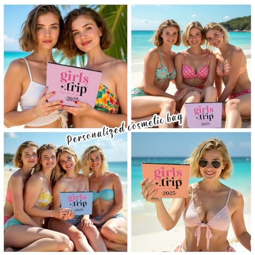 6 Pcs Girls Trip Gifts Set - Insulated Makeup Cosmetic Travel Bag Kit for Women, Bachelorette Weekend Favors, Spa Vacation Essentials, Mother's Day Christmas Birthday Gift for Friends Daughter