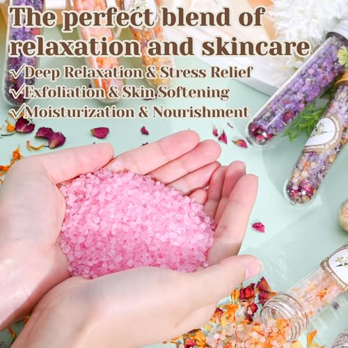 Bath Salts Making Kit- 31PCS DIY Bath Salts Making Kit, Make Your Own Sea Bath Salt, Relaxation Gifts for Women, Lavender, Rose, Body Care Spa Set, Organic Salt Scrubs Gifts for Women & Men