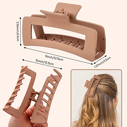 4 Pack 5 Inch Extra Large Claw Clips for Thick Hair, Matte Non-slip XL Big Claw Clips for Long Thick Curly Hair, Jumbo Claw Clip Hair Accessories for Women and Girls