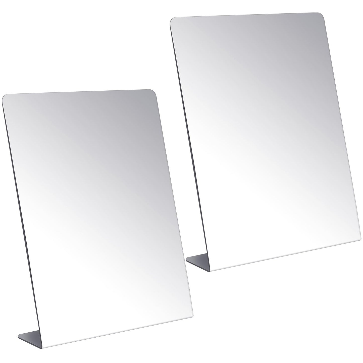 Amyhill 2 Pcs Counter Top Mirror Freestanding Table Desk Mirror Self Portrait Single Sided Acrylic Glass for Tabletop Desk Counter Bedroom Office Bathroom Home Dorm (12 x 18 Inch)