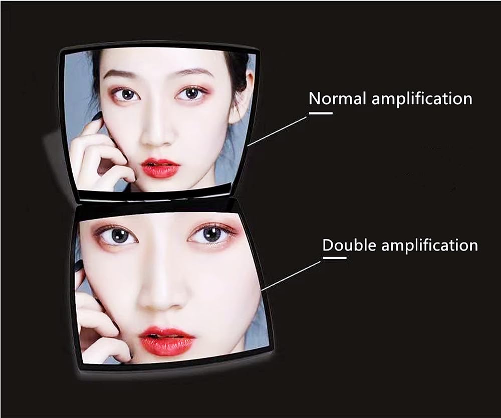 EUTECH 12 Pcs Fashion Compact Cosmetic Mirror, Elegant Compact Purses Makeup Mirror, Small Compact Mirror 2 x 1 Magnification, Square Compact Mirror, Perfect for Purses - Travel, Black