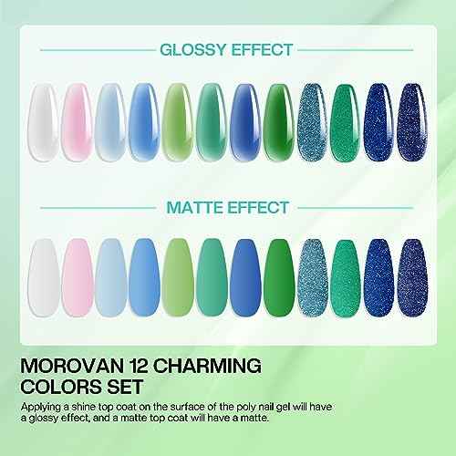 Morovan Poly Gel Nail Kit: 12 Colors Poly Gel Nail Polish Kit Poly Nail Gel Extensions Nail Kit Starter Kit DIY at home