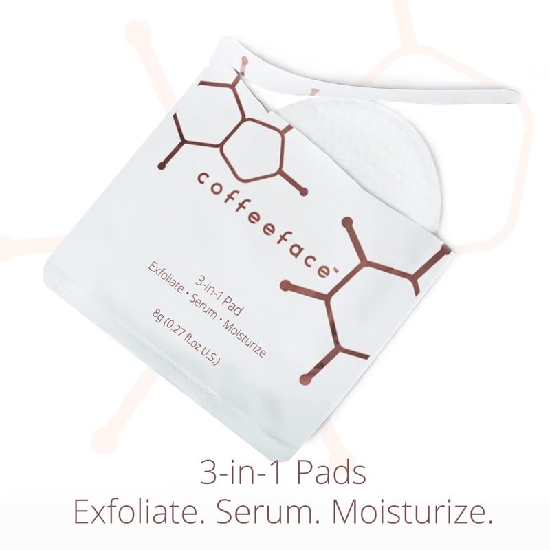 Coffeeface Anti-Aging Moisture Pads with Exfoliation and Hydration | 3-in-1 Textured Skin Treatment | Hypoallergenic for All Skin Types | 8 Count |