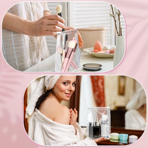 Xuniea 100 Pcs Mini Clear Makeup Bag PVC Small Travel Toiletry Organizer Pouches Bulk Waterproof Transparent Plastic Cosmetic Bag with Zipper for Women Men Travel(5.1'')