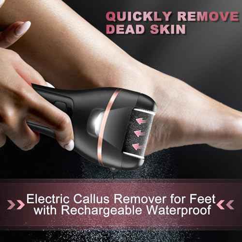 Electric Foot Callus Remover with 3 Roller Heads 2 Speed Rechargeable,Professional Pedicure Pedicure Kit Waterproof Foot Scrubber File,Pedicure Tools,Foot Care for Dead Hard Cracked Dry Skin